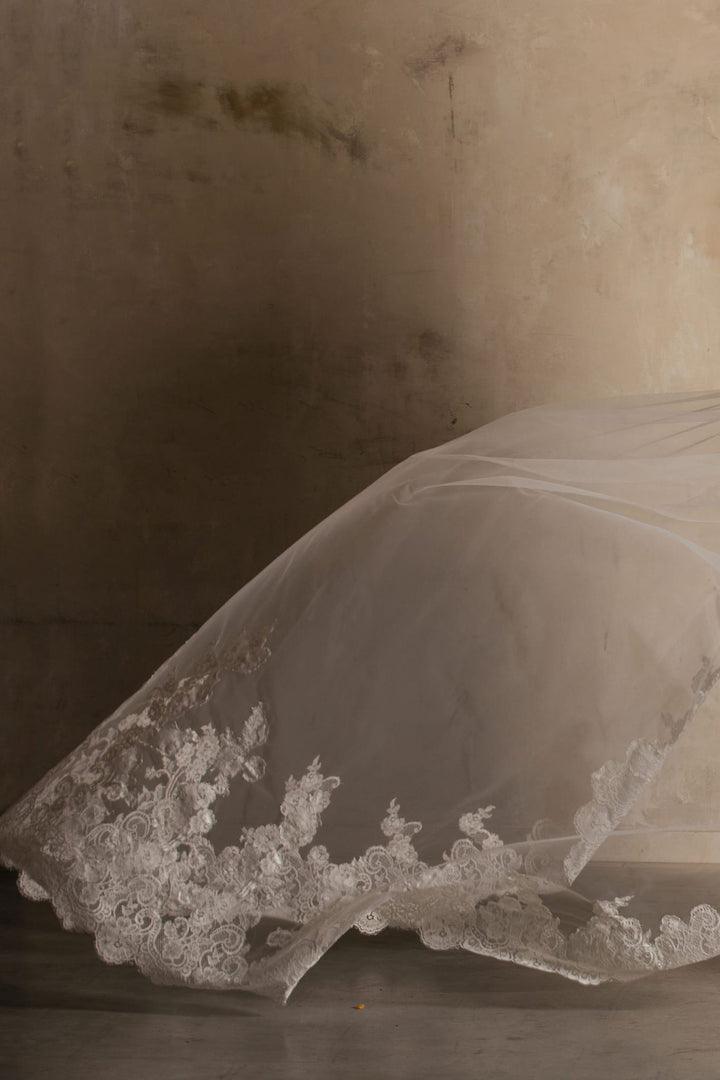 Voile de mariée Dacota WD55 porté, dentelle française