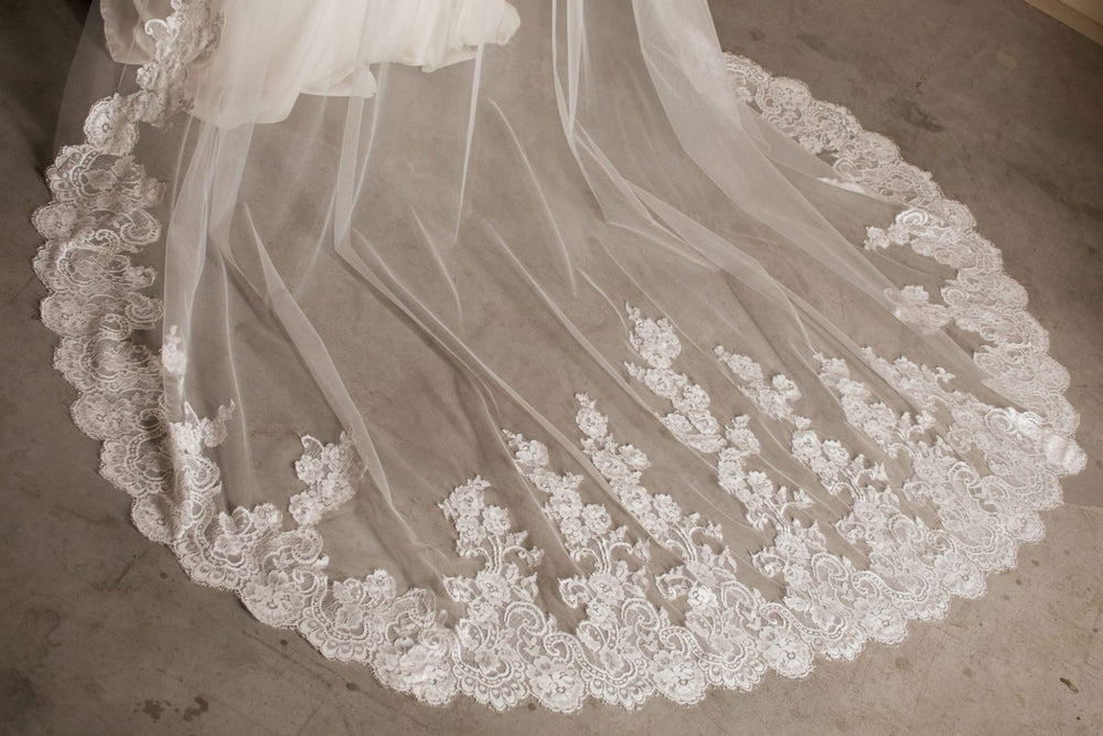 Voile de mariée Dacota WD55 porté, dentelle française