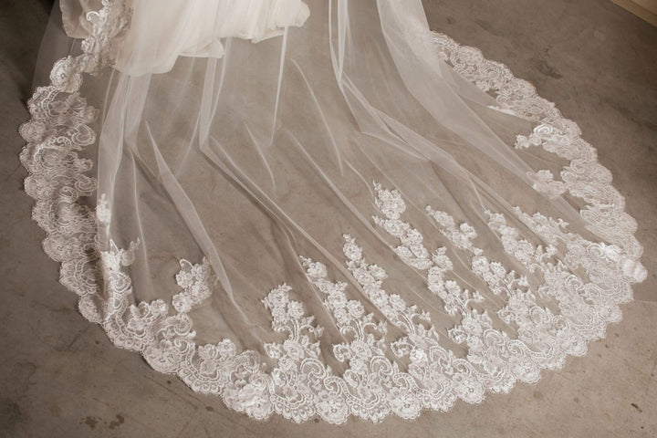 Voile de mariée Dacota WD55 porté, dentelle française