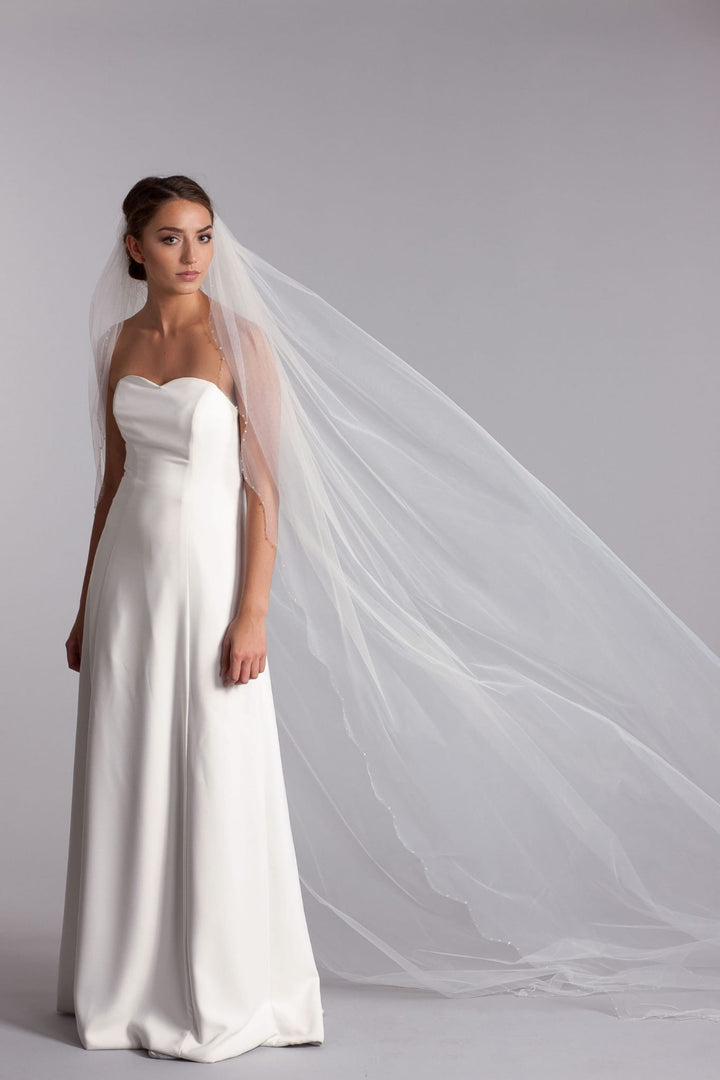 Voile de mariée Damla WD22 porté, cristaux Preciosa