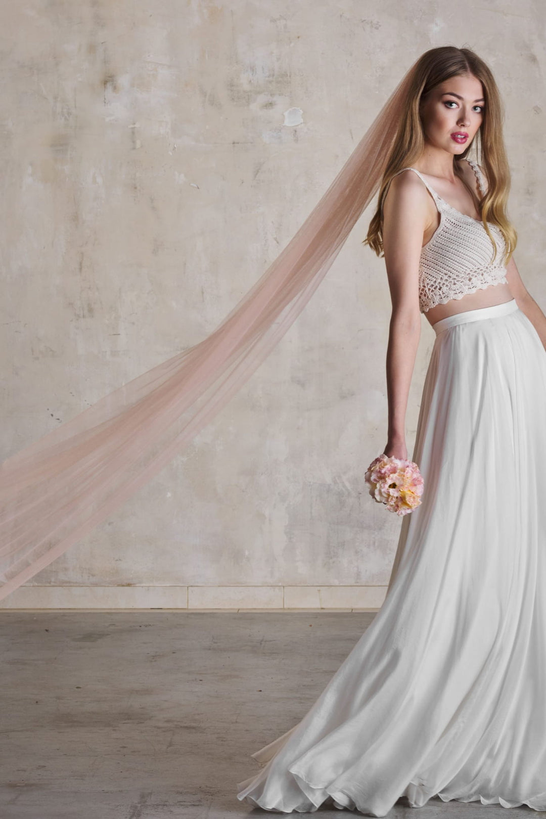 Voile de mariée Dream WD60 porté, tulle rose
