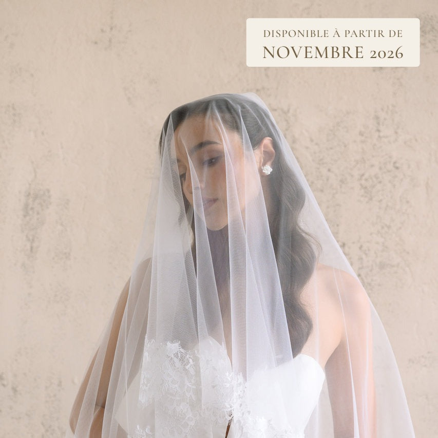 Voile de mariée Edena dentelle Chantilly, disponible à partir de novembre 2026