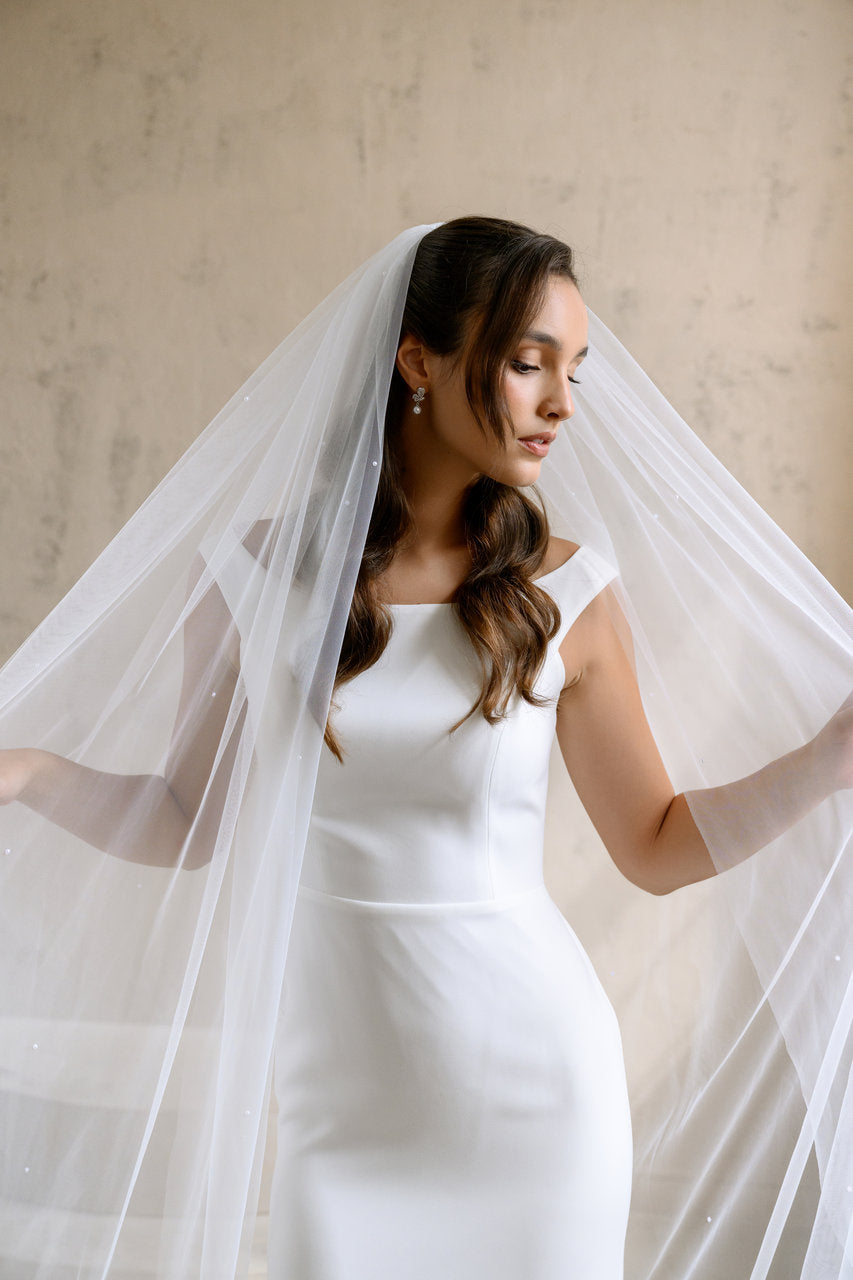 Voile de mariée Esmea 300 cm, tulle souple ouvert à deux mains