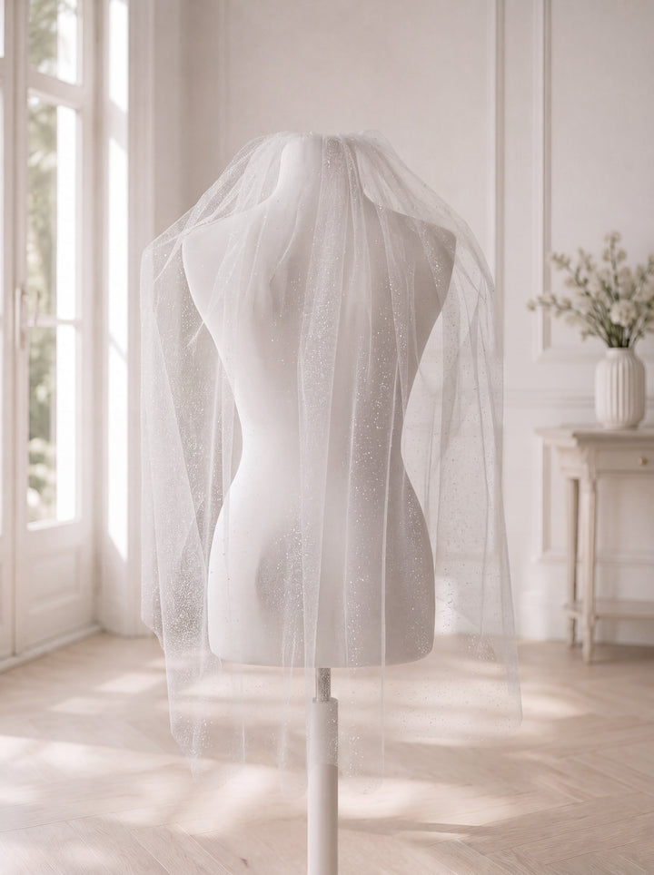 Voile de mariée GW-VL003 – tulle pailleté, 80 cm G.Westerleigh