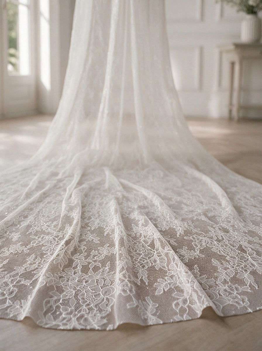 Voile de mariée GW-VL006 – dentelle et sequins, 300 cm G.Westerleigh