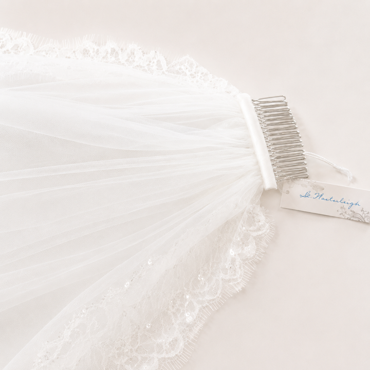Voile de mariée GW-VL008 – bordure dentelle festonnée, 92 cm G.Westerleigh