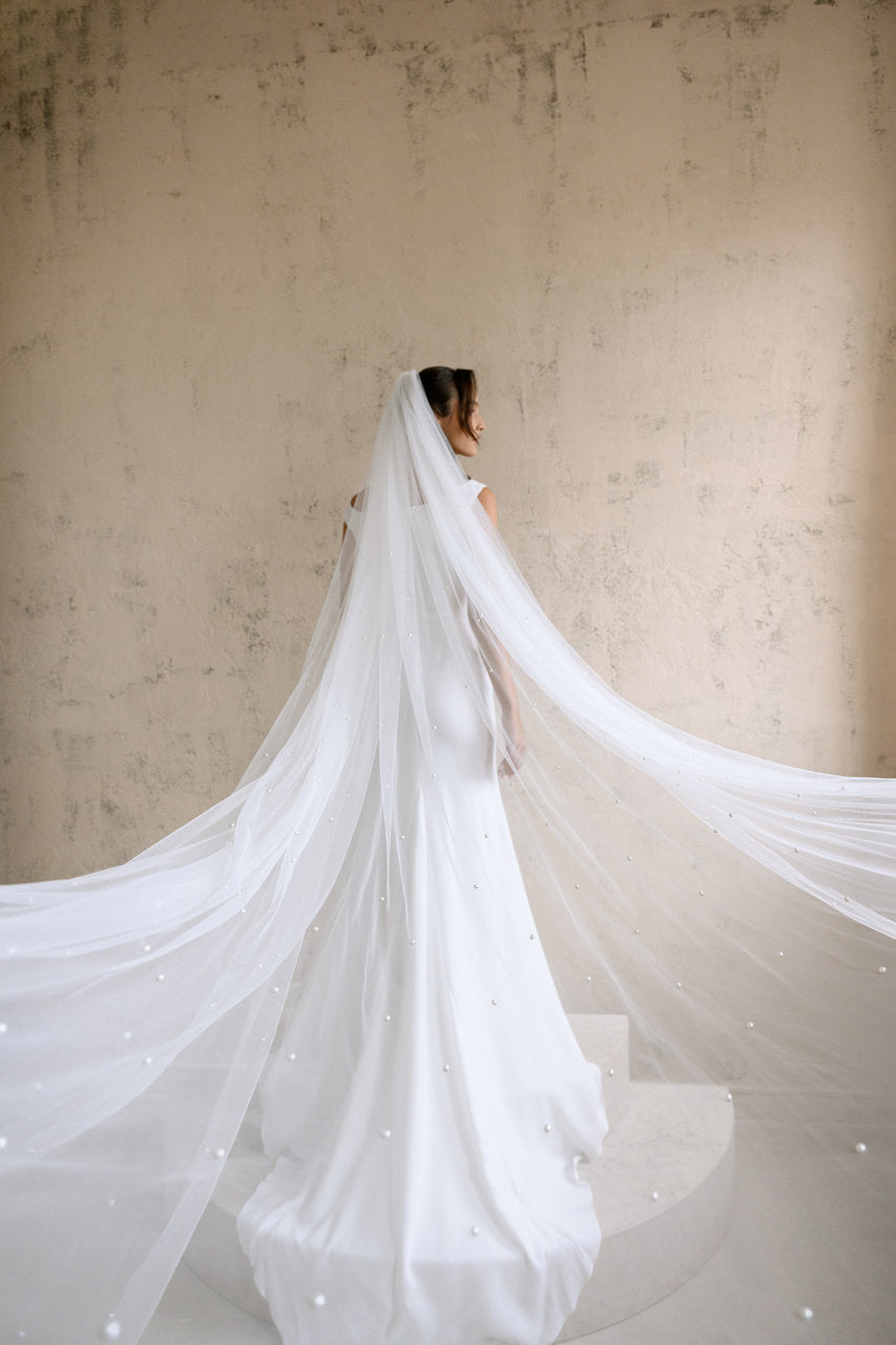 Voile de mariée Isola 300 cm, traîne déployée