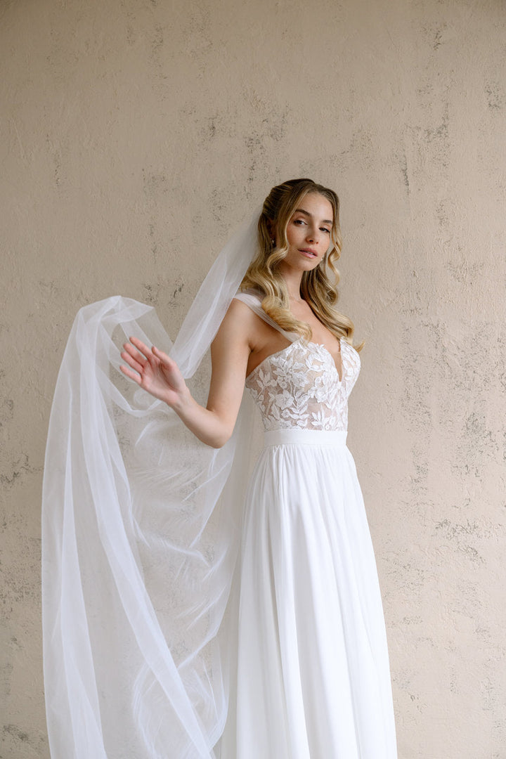 Voile de mariée Linnea 300 cm, tulle uni, photo 1