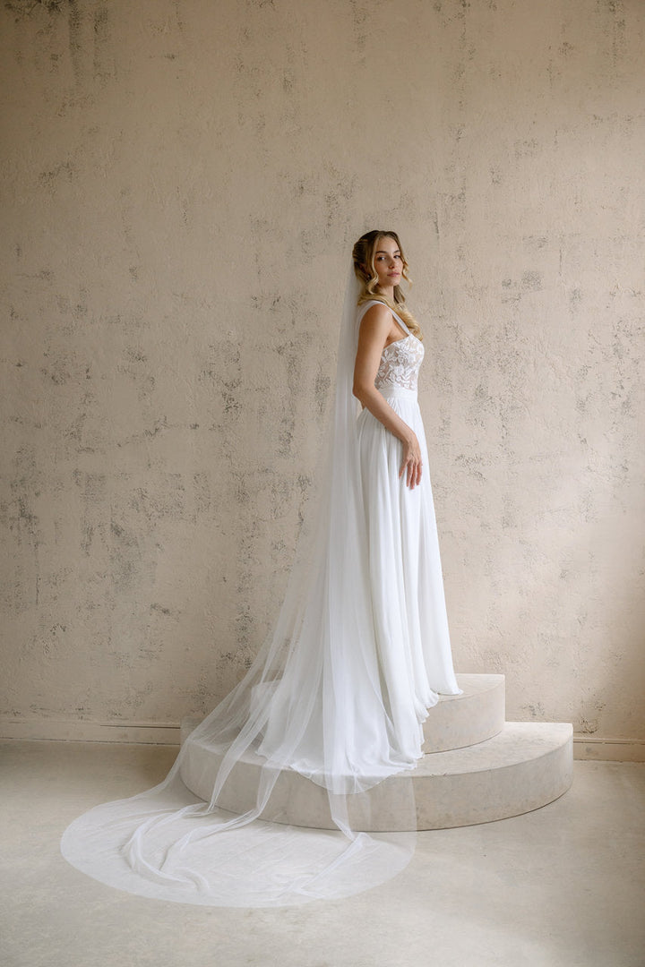 Voile de mariée Linnea 300 cm, tulle uni, photo 2