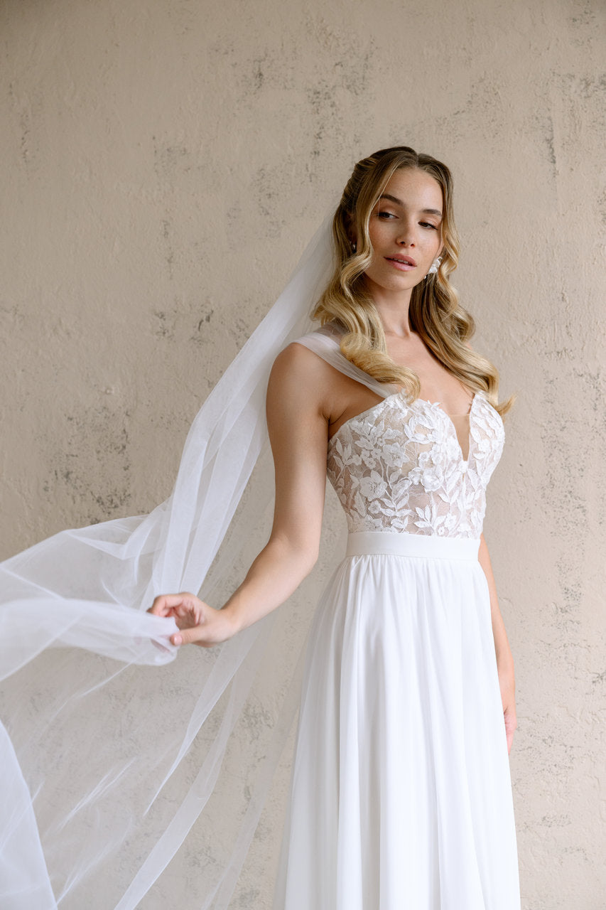 Voile de mariée Linnea 300 cm, tulle uni, photo 4