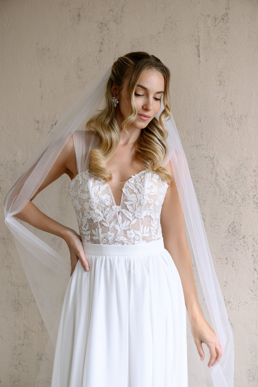 Voile de mariée Linnea 300 cm, tulle uni, photo 5