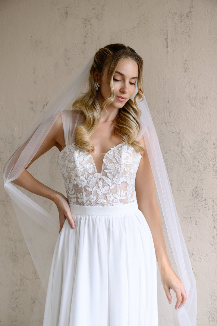 Voile de mariée Linnea 300 cm, tulle uni, photo 5