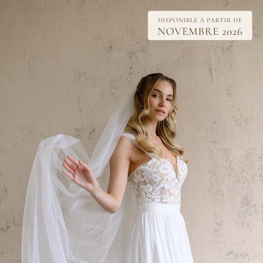 Voile de mariée Linnea uni, disponible à partir de novembre 2026
