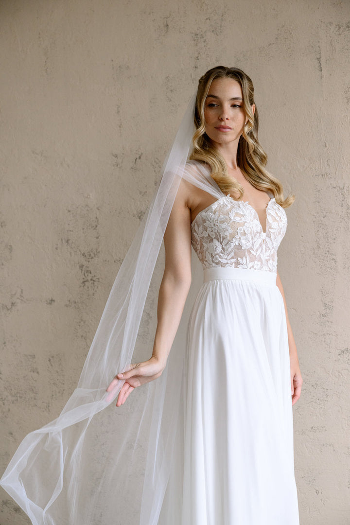 Voile de mariée Lorin 200 cm, tulle uni, photo 1
