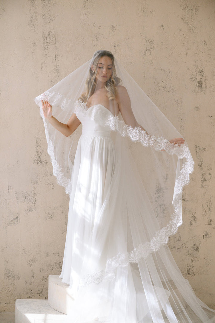 Voile de mariée Lune 300 cm, dentelle Chantilly, photo 2