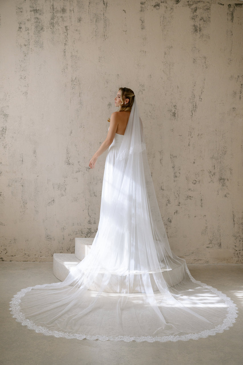 Voile de mariée Lune 300 cm, dentelle Chantilly, photo 3