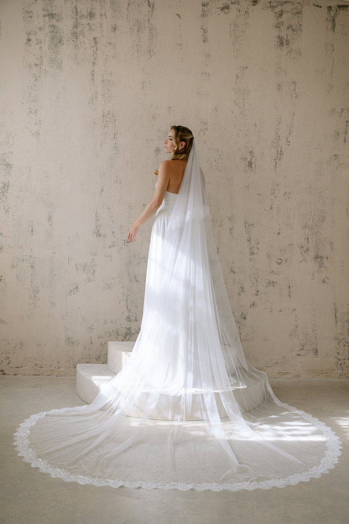 Voile de mariée Lune 300 cm, dentelle Chantilly, photo 3