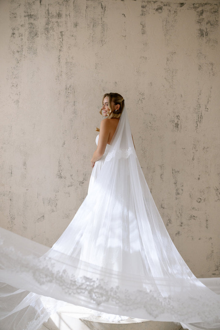 Voile de mariée Lune 300 cm, dentelle Chantilly, photo 4