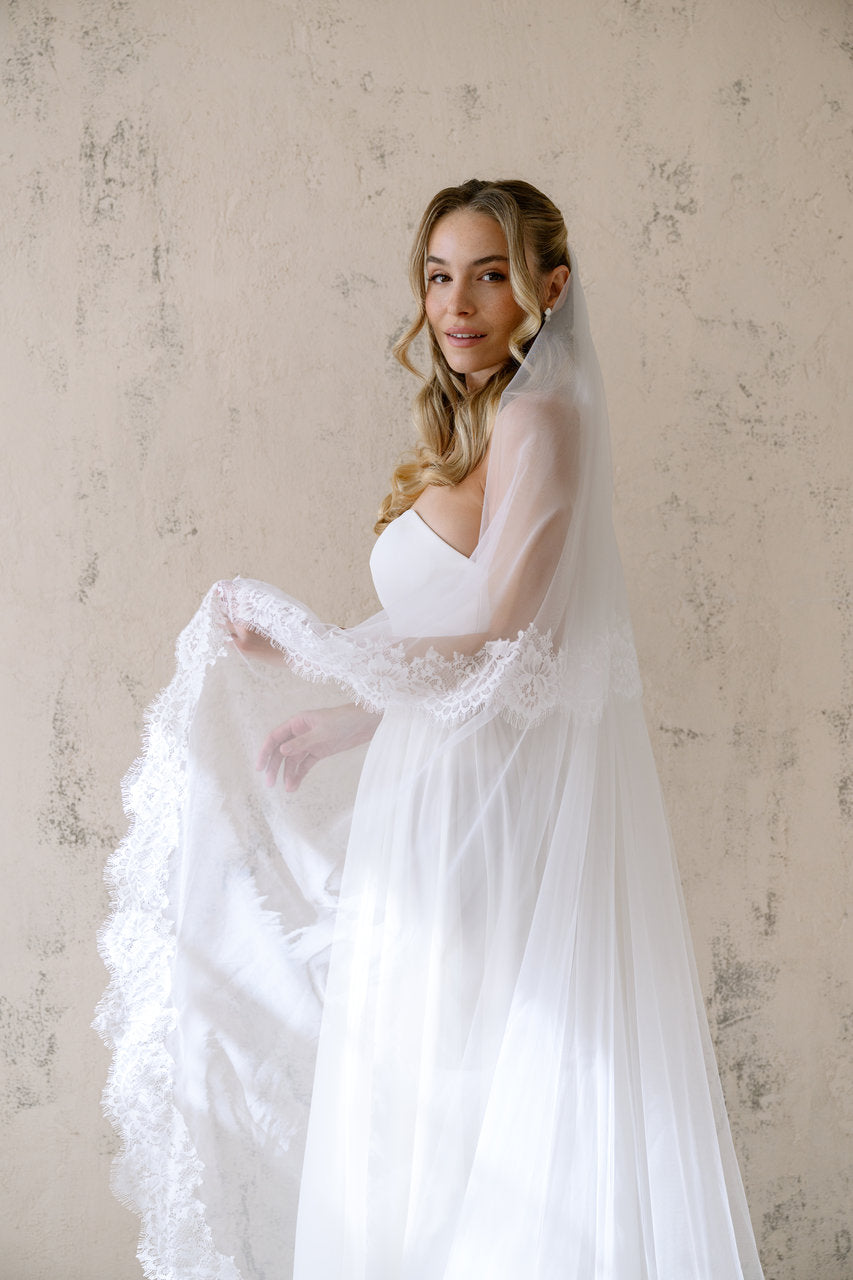 Voile de mariée Lune 300 cm, dentelle Chantilly, photo 5