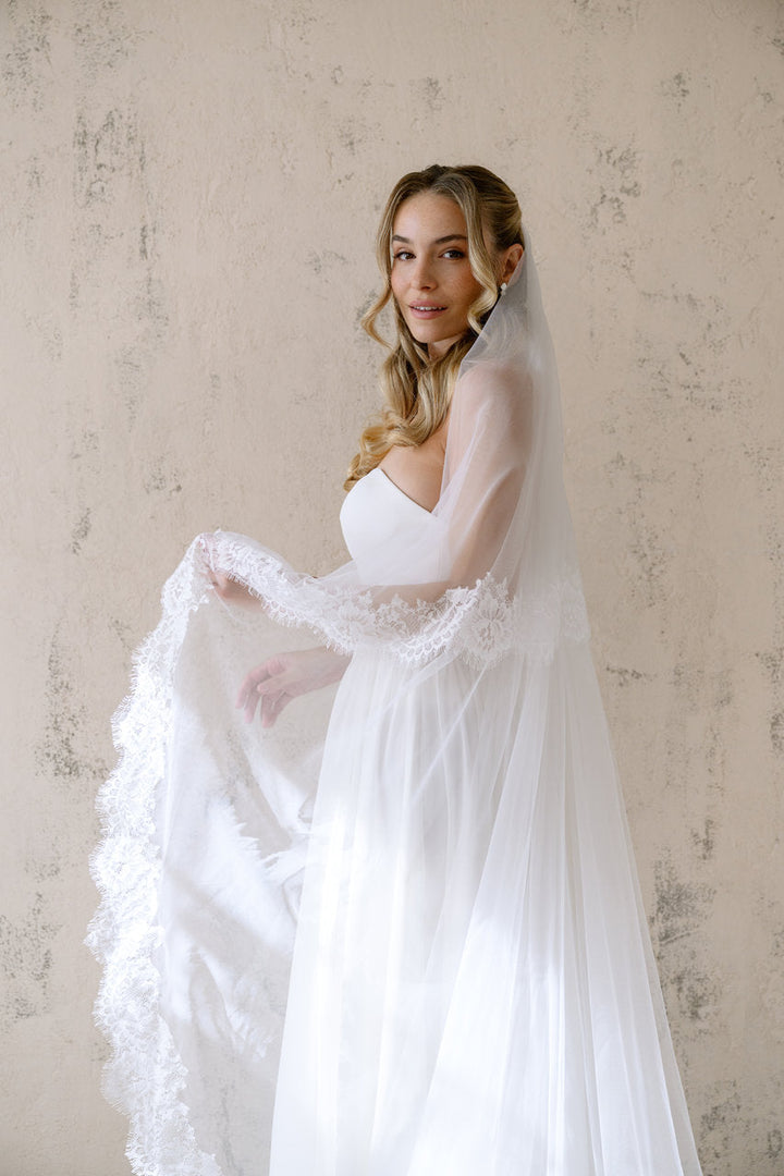 Voile de mariée Lune 300 cm, dentelle Chantilly, photo 5
