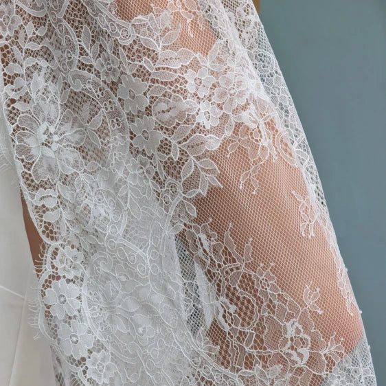 Voile de mariée Omantilla WD121, détail de la dentelle de coton