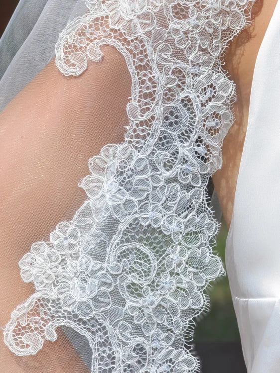 Voile de mariée Ottavia WD123W, détail de la dentelle aux motifs baroques