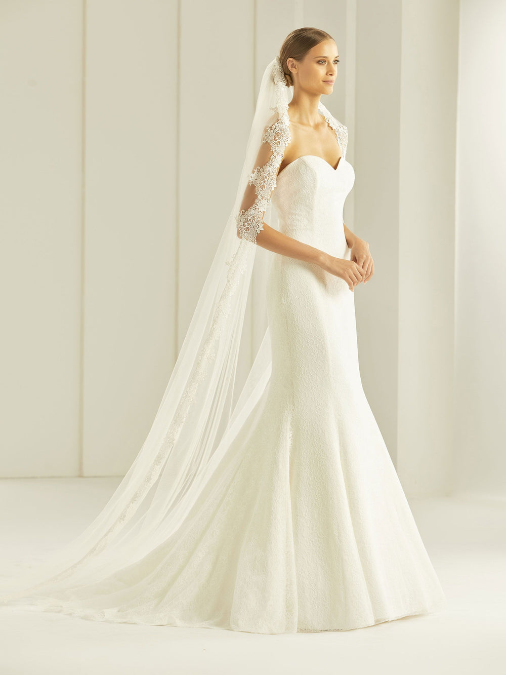 Voile de mariée S280 – bordure dentelle guipure, 300 cm BIANCO EVENTO