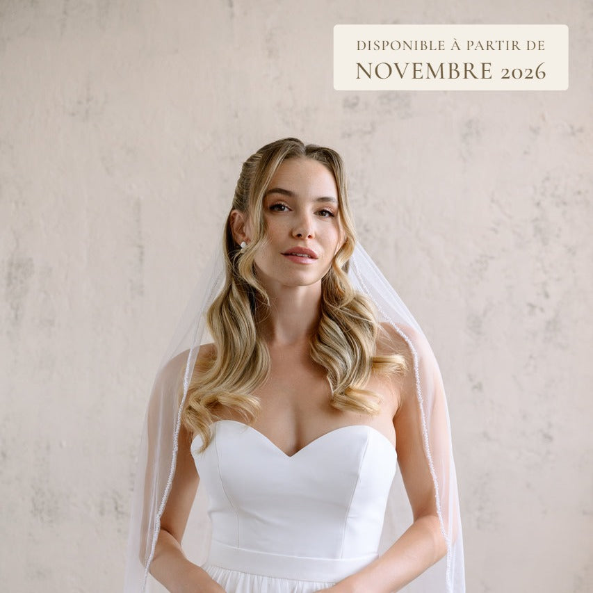 Voile de mariée Solea perles, disponible à partir de novembre 2026