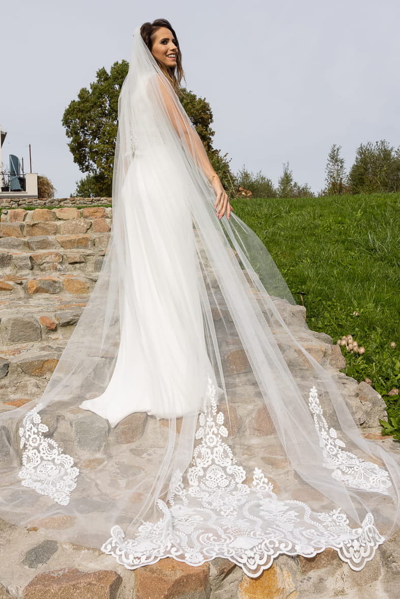 Voile de mariée Tampico WD84 en tulle et dentelle de coton