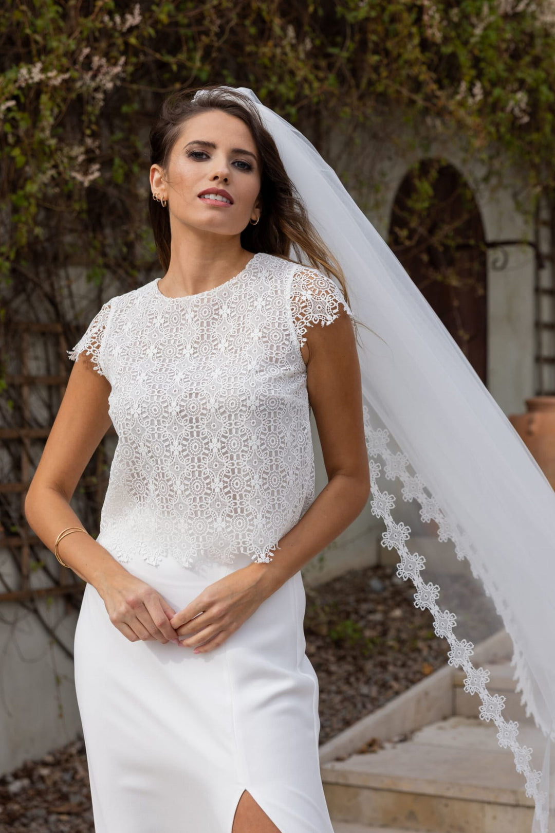 Voile de mariée Tristana WD77 en tulle et guipure