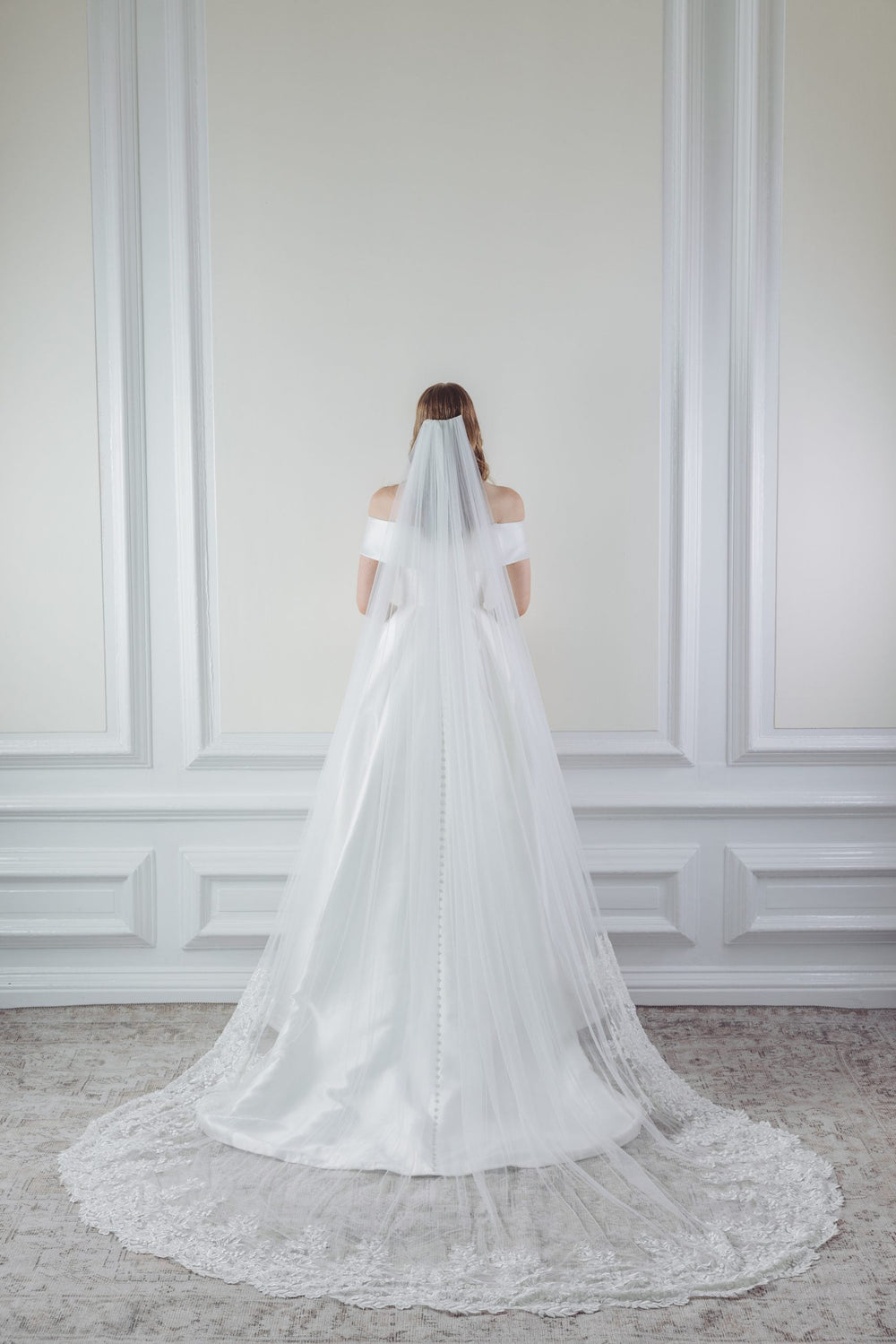 Voile de mariée bordure dentelle perlée PBV9097 – 300 cm – The Perfect Bridal Company