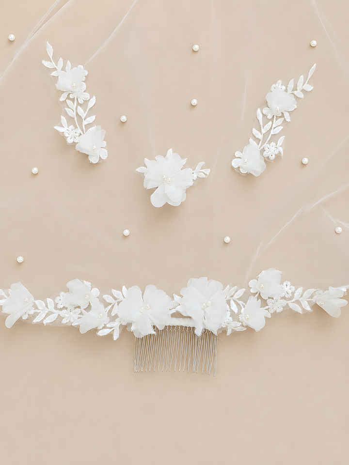 Voile de mariée fleurs 3D brodées GW-VL028 – 200 cm G.Westerleigh