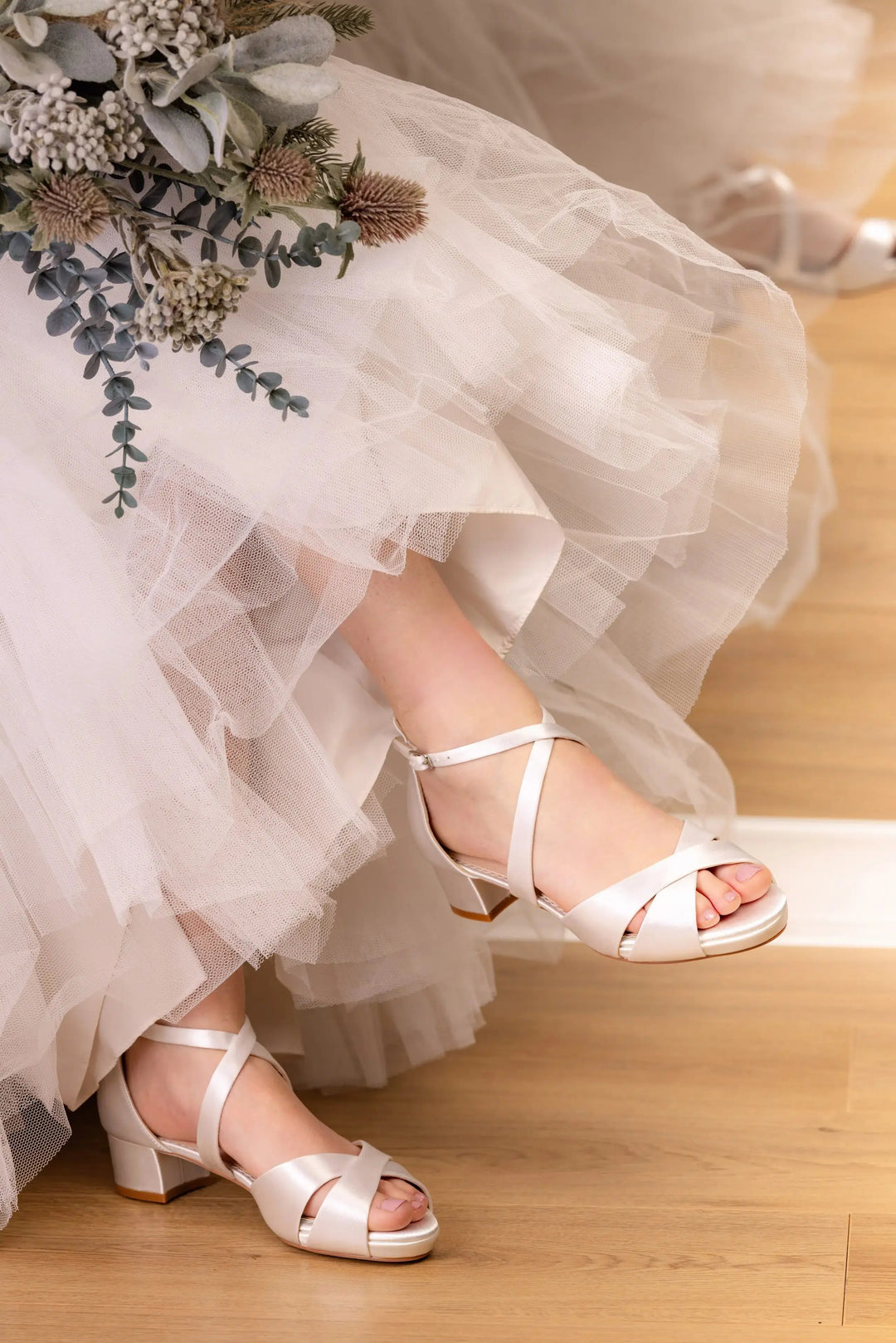 WINNIE – SANDALES DE MARIÉE SATIN IVOIRE | TALON 38 MM & PLATEFORME INTÉGRÉE THE PERFECT BRIDAL COMPANY