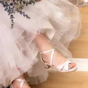 WINNIE – SANDALES DE MARIÉE SATIN IVOIRE | TALON 38 MM & PLATEFORME INTÉGRÉE THE PERFECT BRIDAL COMPANY
