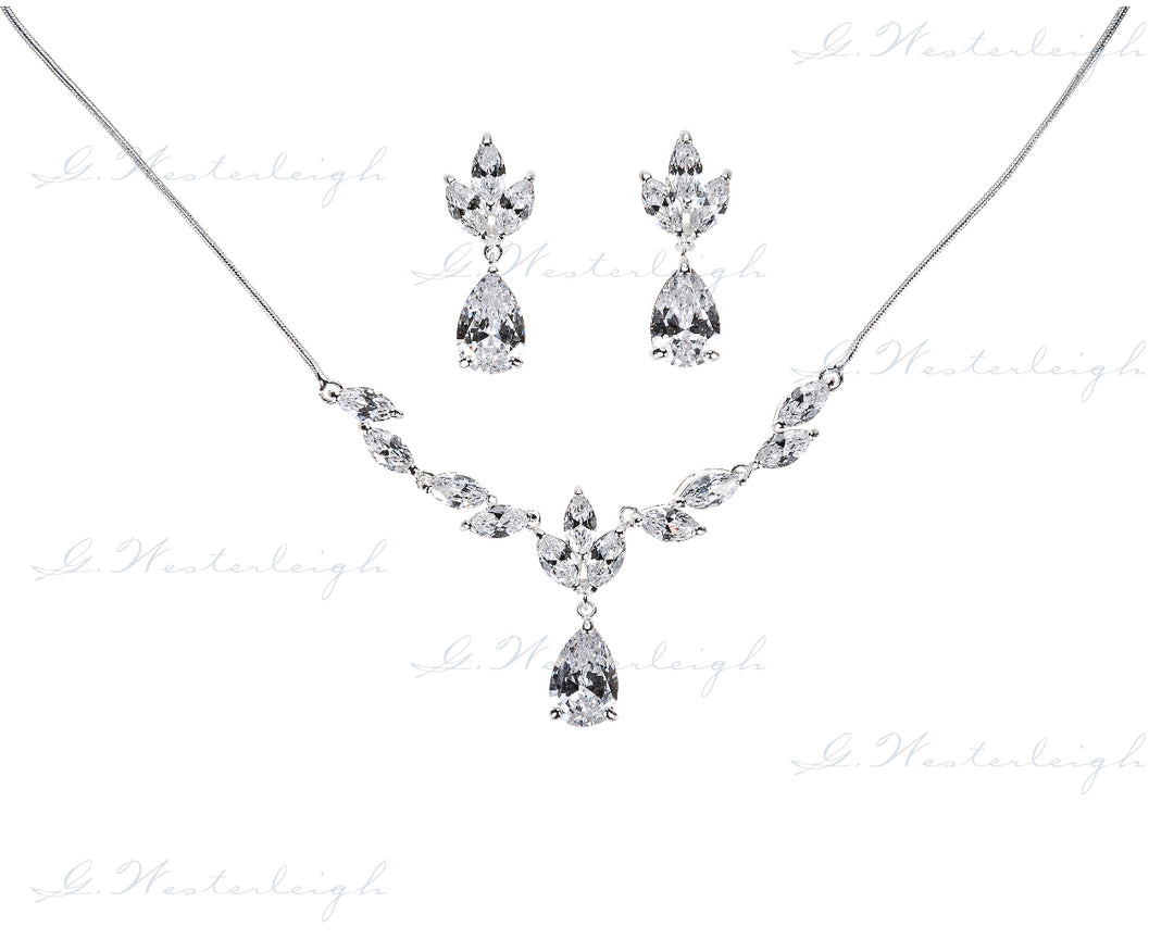 PARURE DE MARIÉE JN070 – CRISTAUX ZIRCONIUM & FINITION RHODIÉE