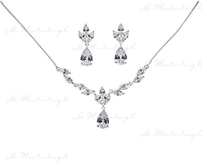 PARURE DE MARIÉE JN070 – CRISTAUX ZIRCONIUM & FINITION RHODIÉE