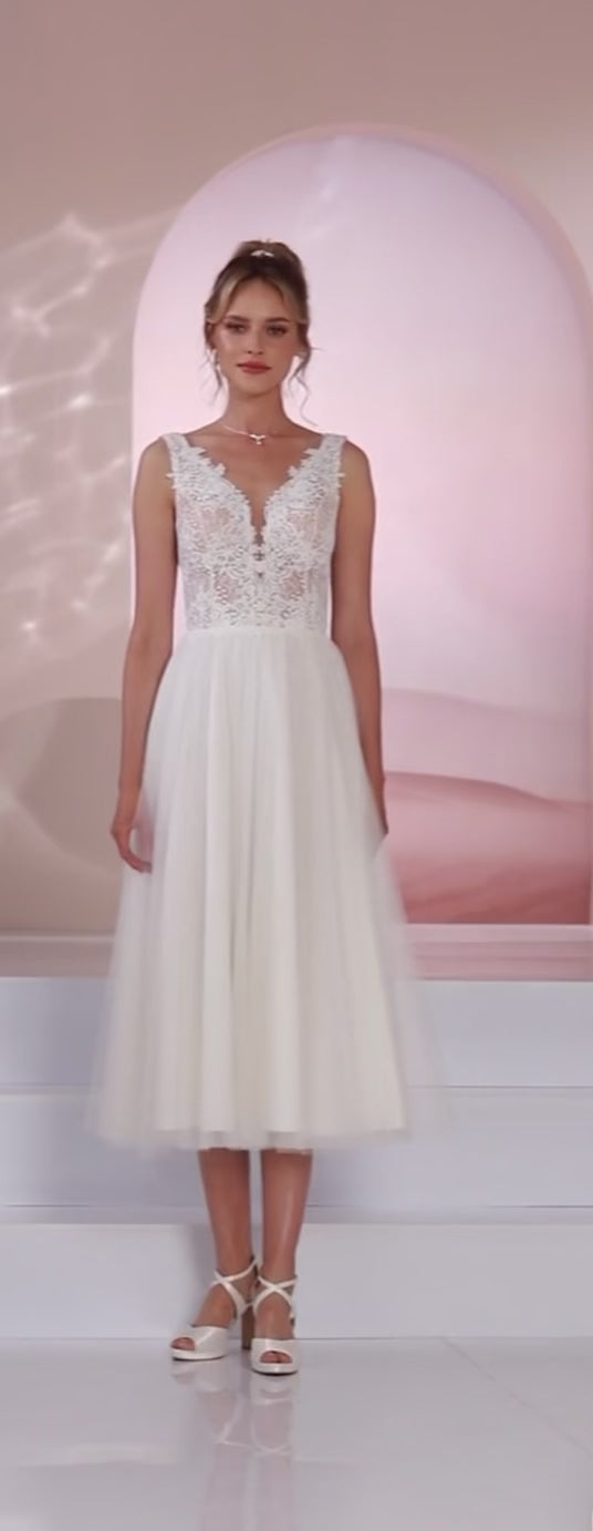 ROBE DE MARIÉE COURTE DENTELLE ET TULLE FRANCESCA