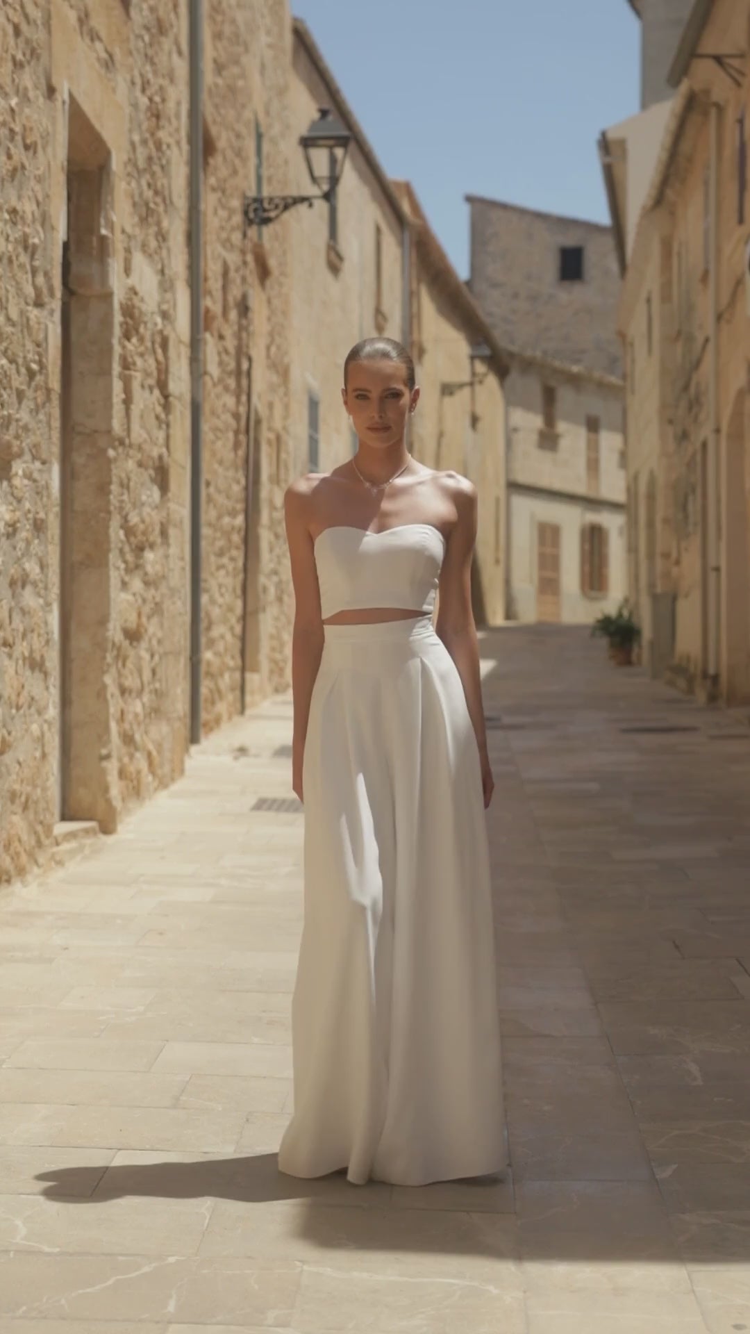 TOP DE MARIÉE E469 EN GEORGETTE – BUSTIER COURT AU DÉCOLLETÉ CŒUR