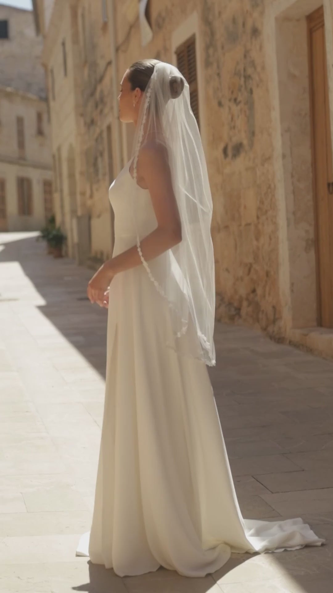 Voile de mariée S508 – tulle doux, bordure dentelle, 110 cm
