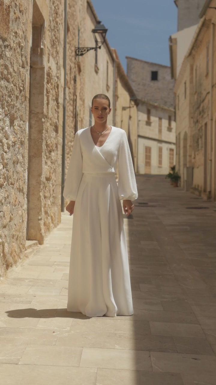 TOP MARIÉE EFFET CACHEMIRE MANCHES BOUFFANTES E476