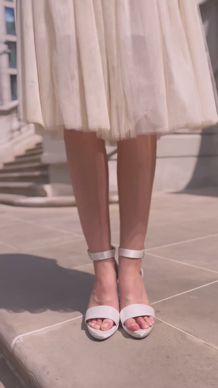 SANDALES DE MARIÉE EN SATIN  SALMA – TALON 10,5 CM
