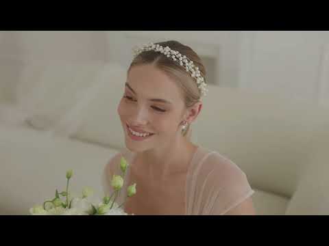 HEADBAND DE MARIÉE CLASSIQUE EN PERLES PLAQUÉ ARGENT HB7006S