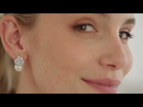 BOUCLES D’OREILLES MARIAGE FLEUR ZIRCONE & PERLE – PLAQUÉ RHODIUM ER191