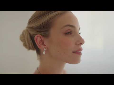 PARURE DE BIJOUX DE MARIÉE NS0395 – COLLIER ET BOUCLES EN RHODIUM ET PERLE