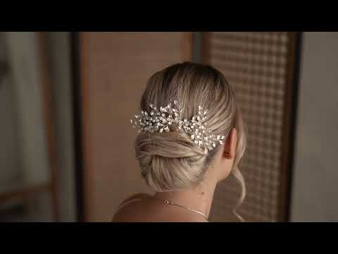 GRAND PEIGNE DE MARIÉE CRISTAUX ARGENTÉ – ÉLÉGANT & LUMINEUX | HC6161